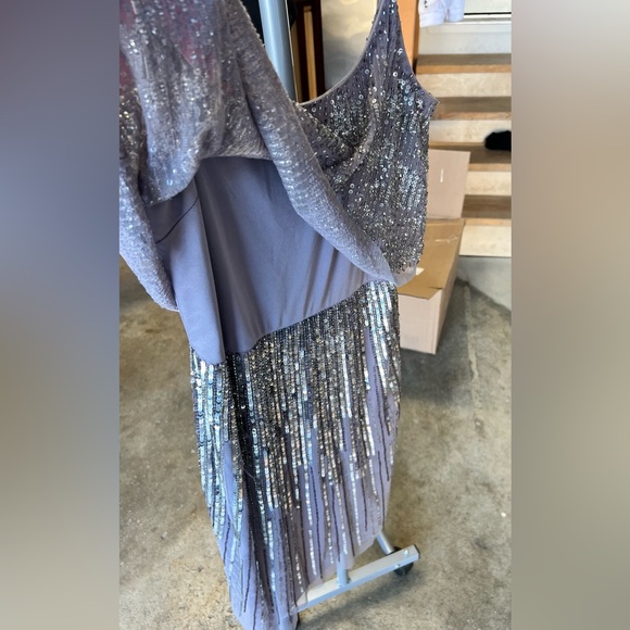 Aidan Mattox Silver Sequin Mini Dress - Picture 9 of 15
